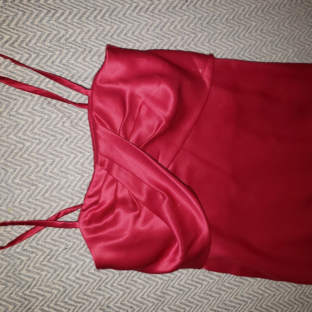 Beautiful red satin girls dress